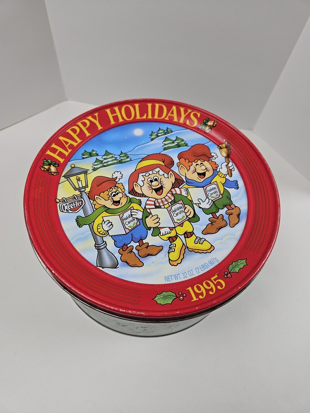 Keebler Elves 1995 10 Inch Holiday Christmas Carolers Cookie Tin